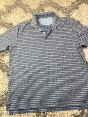 johnnie-O Newton Striped Jersey Performance Polo Lake Sea Island Golf Size XL